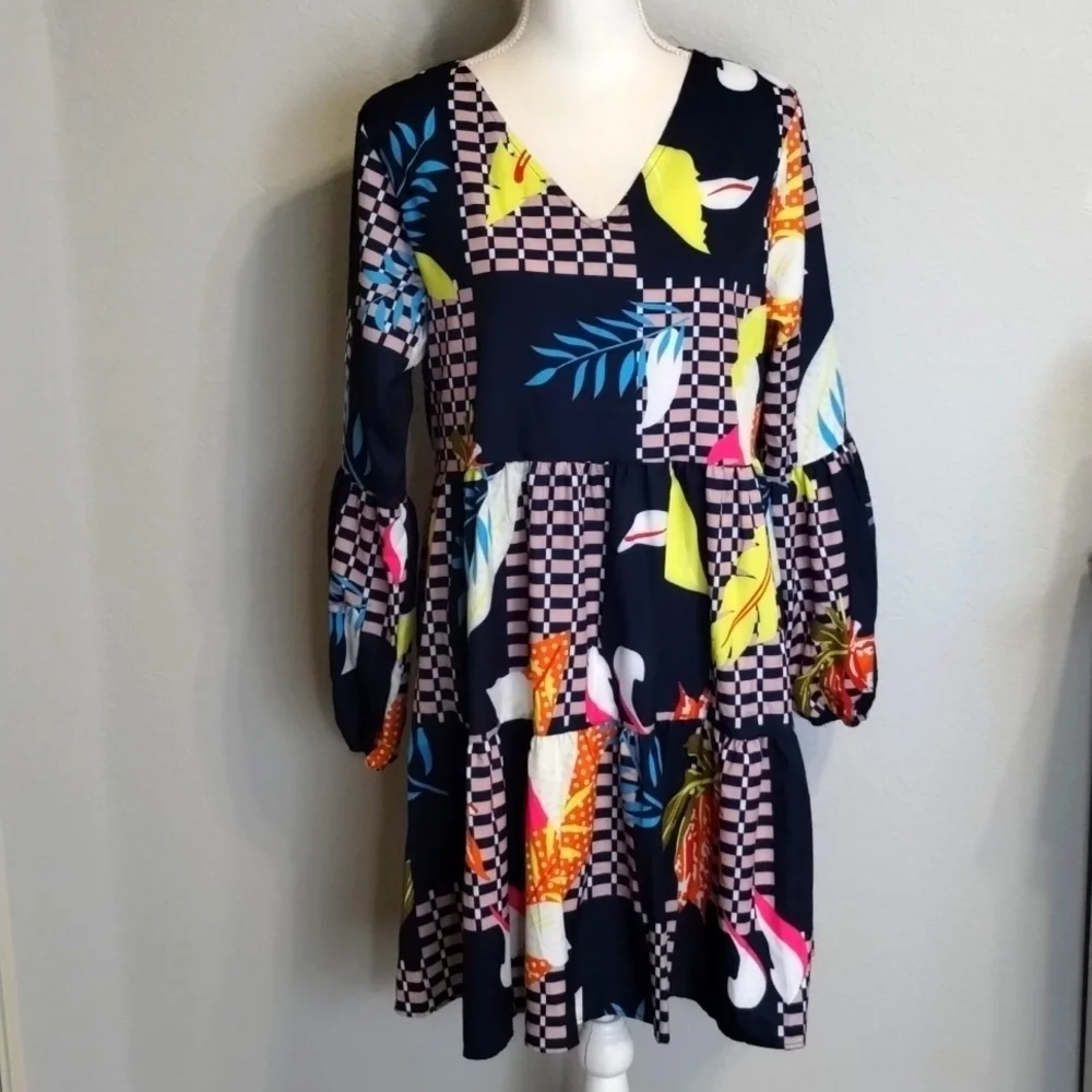 Colorful Patterned Women's Dress - Picture 1 of 6